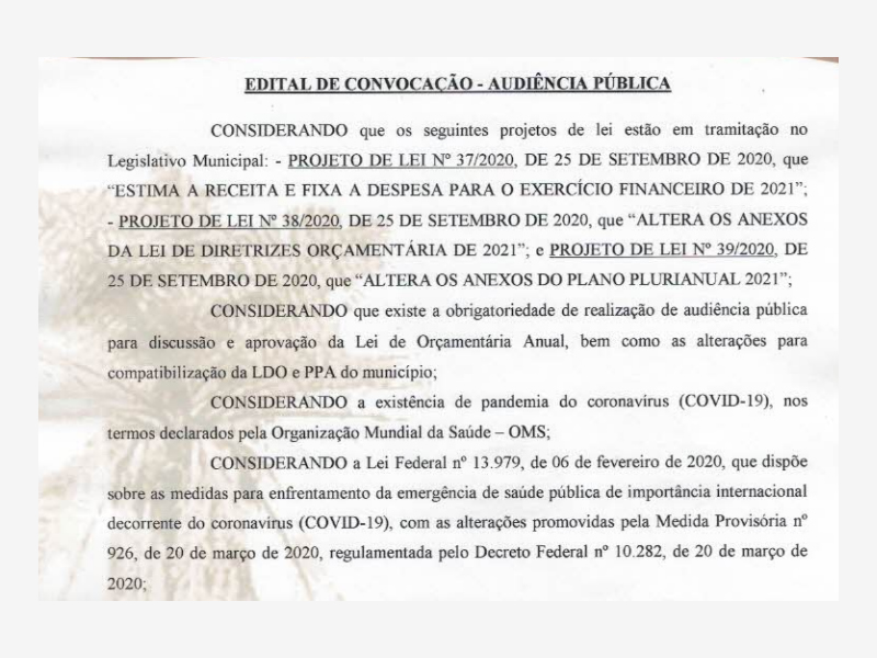 Edital de Convocação - Audiência Pública.