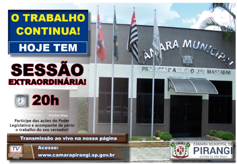 Câmara realiza sessão extraordinária nesta quinta-feira, 26 de maio.